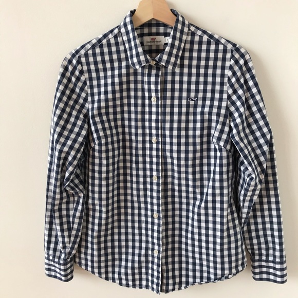 Vineyard Vines white and blue checkered top - Picture 1 of 11